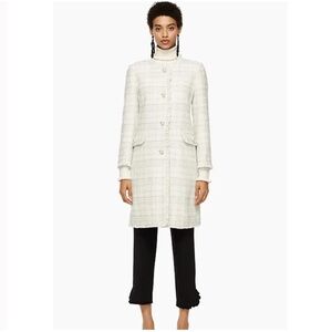 Kate Spade Pearl Sparkle Tweed Coat in Star Bright Cream. Size 4.